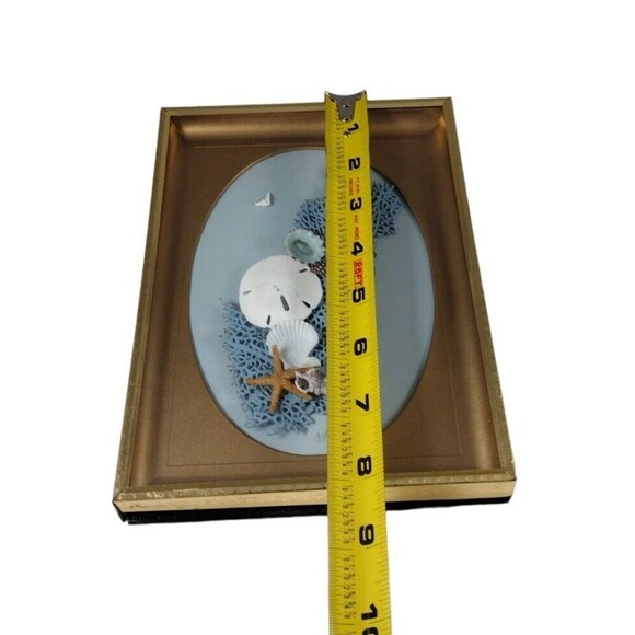 Nautical Shadow Box Shell Starfish Sand Dollar Coral Signed 8x6 Frame Decor - Picture 6 of 7